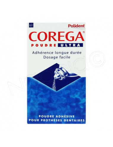 Corega Poudre Ultra Adhésive pour prothèses dentaires. 40g