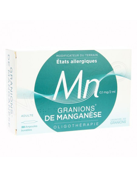 Granions de Manganèse états allergiques. 30 ampoules buvables - Pharmacie en ligne