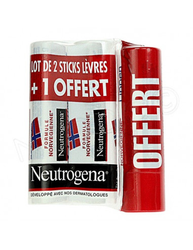 Neutrogena Stick lèvres Formule Norvégienne. Lot 3 sticks de 4
