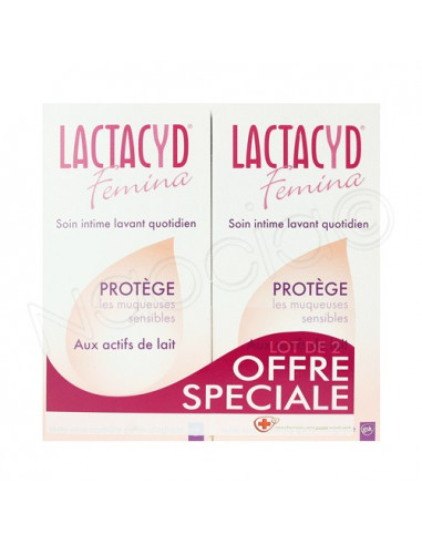 Offre Spéciale LACTACYD FEMINA Soin intime lavant quotidien. Lot de 2x400ml