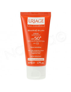 Uriage Bariésun Crème solaire visage SPF50+ Sans parfum. Tube 50ml