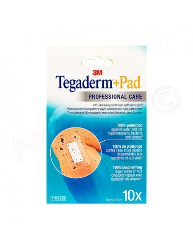 3M Tegaderm+Pad Pansement transparent avec compresse 5x7cm. x10