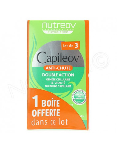 Nutreov Capileov Anti-Chute Double Action. Lot 2 boites 30 gélules + 1 OFFERTE