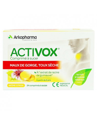 Activox Maux de Gorge Toux sèche. 24 comprimés à sucer