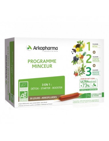 Arkopharma Programme Minceur Bio 3en1 Arkofluides. x30 ampoules