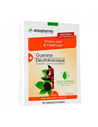 Arkogélules Guarana Éleuthérocoque Stimulant Tonifiant. 40 gélules