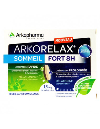 Arkorelax Sommeil Fort 8h. 15 comprimés - sommeil fatigue & stress