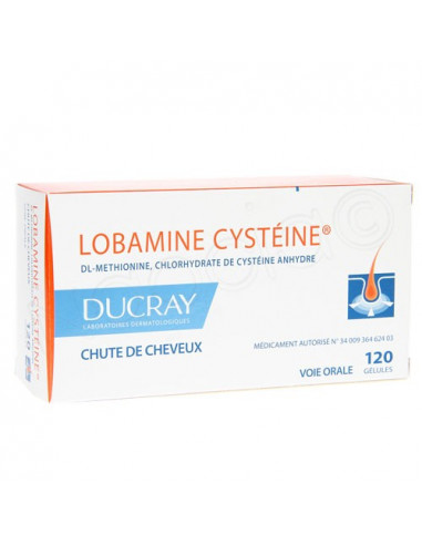 Ducray Lobamine Cystéine Chute de Cheveux. 120 gélules - Pharmacie en ligne