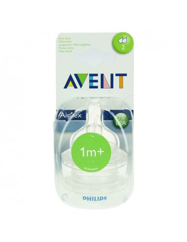 AVENT Tétine silicone débit lent. Boîte de 2 tétines - ACL 6187407