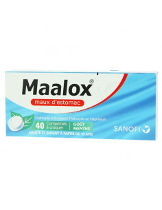 Maalox Maux d'estomac 40 comprimés à croquer Goût menthe