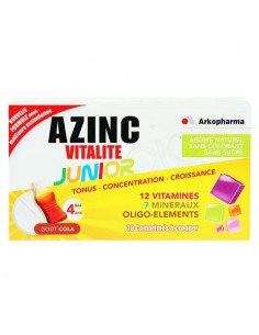 Arkopharma Azinc Vitalité Junior Tonus Concentration Croissance Goût Cola Sans Sucres. 30 comprimés