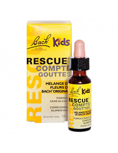 Fleurs de Bach Rescue Kids Sans Alcool. Flacon Compte-Gouttes 10ml - maîtrise et sérénité