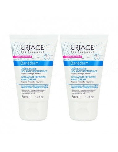 Uriage Bariéderm Crème Mains Isolante Réparatrice. Lot 2x50ml