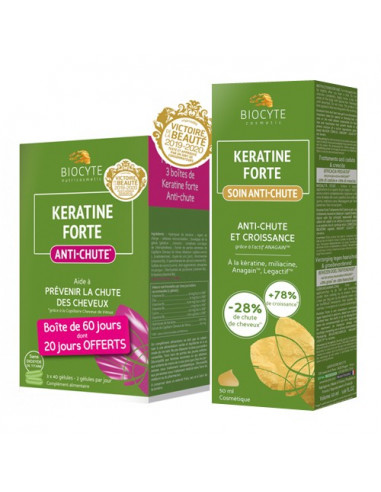 Biocyte Keratine Forte Anti-chute 3x40 gélules + Keratine Forte Soin 50ml OFFERT
