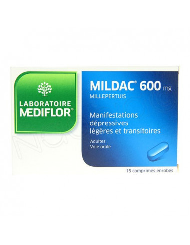 Mediflor Mildac 600mg Millepertuis 15 comprimés enrobés