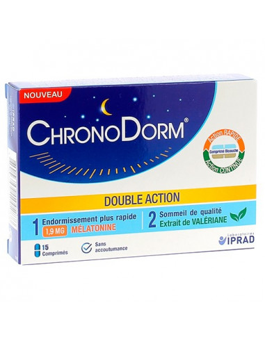 hronodorm Double Action Mélatonine 19 MG & Valériane. 15 comprimés