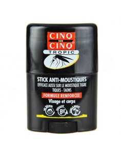 Cinq sur Cinq Stick Anti-moustiques Formule Renforcée Visage & Corps. 20ml