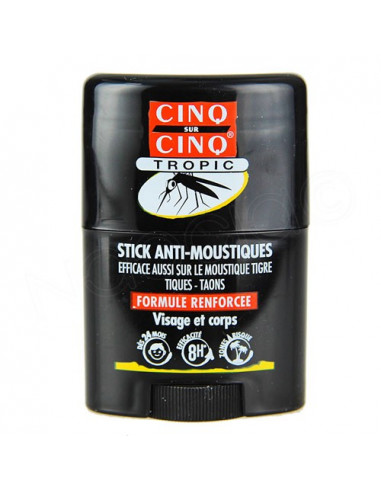 Cinq sur Cinq Stick Anti-moustiques Formule Renforcée Visage & Corps. 20ml