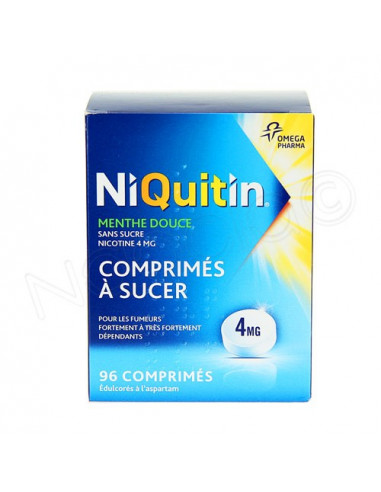 Niquitin menthe douce sans sucre 4mg. 96 comprimés