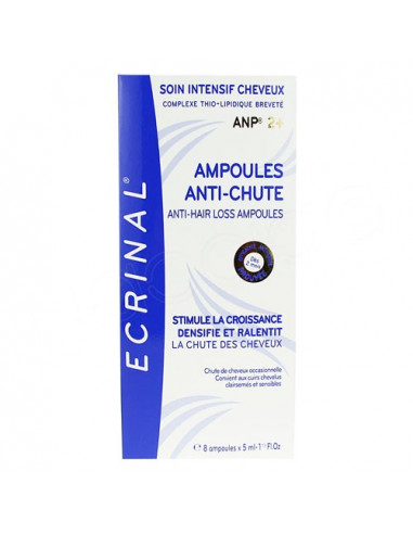 Ecrinal Ampoules Anti-chute ANP2+ Soin Intensif Cheveux 8x5ml Asepta - 1