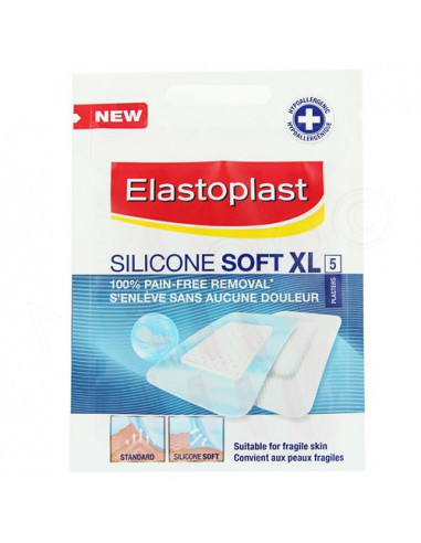 Elastoplast Silicone Soft XL 72mm x 50mm x5 plasters  - 1