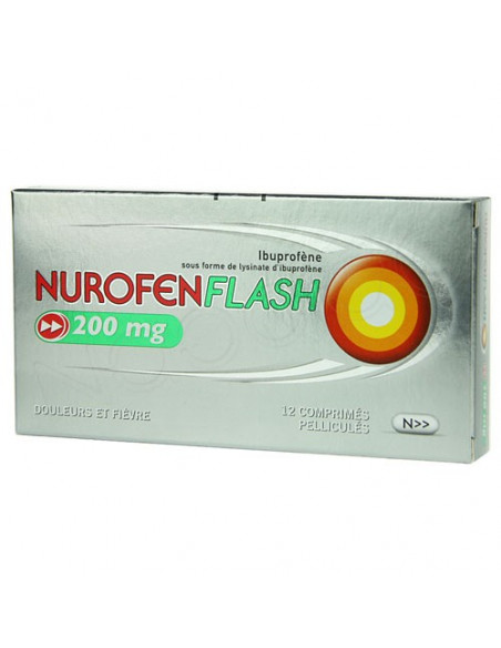 NurofenFlash 200mg Ibuprofène 12 comprimés pelliculés.