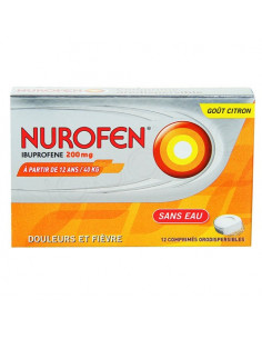 Nurofen Ibuprofene 200mg Douleurs et Fièvre Goût Citron. 12 comprimés orodispersibles