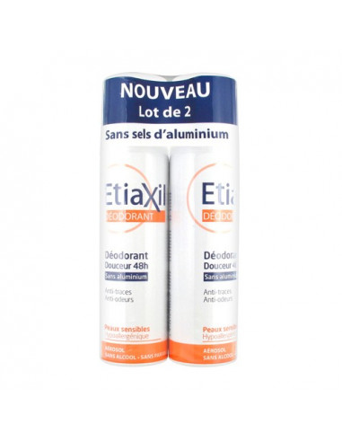 ETIAXIL Déodorant Douceur 48h sans aluminium Aérosol Lot de 2x150ml Etiaxil - 1