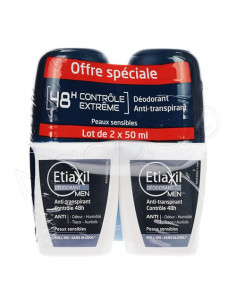 Etiaxil Men Déodorant Anti-transpirant 48h Contrôle Extrême Lot 2x50ml Cooper - 1