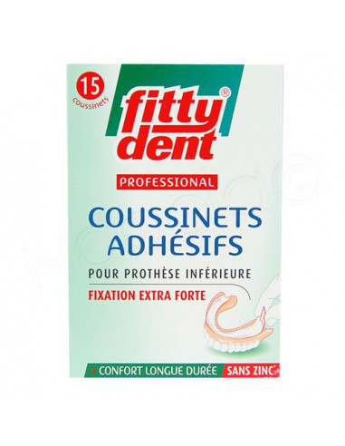 Fittydent Coussinets Adhésifs Prothèse Inférieure 15 coussinets  - 1
