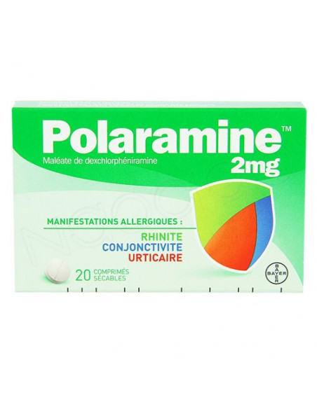 Polaramine 2 mg rhinite conjonctivite urticaire 20 comprimés