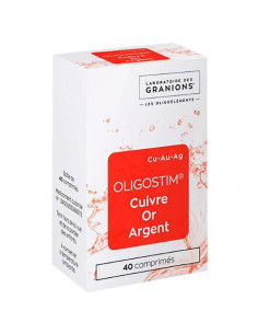 Granions Oligostim Cuivre Or Argent. 40 comprimés - état grippal et fatigue