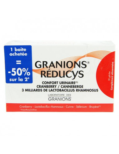 Offre Granions Réducys Confort Urinaire. lot 2x30 gélules la 2ème à -50%