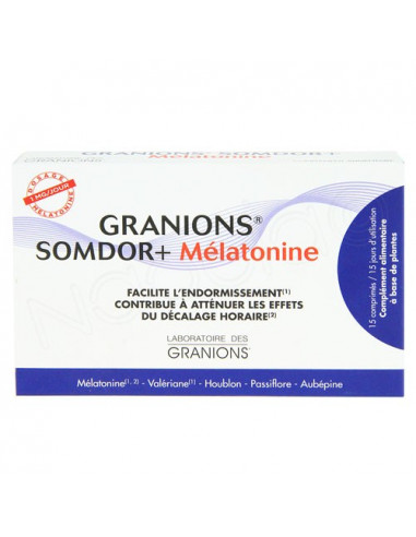 Granions Somdor+ Mélatonine. Boite 15 comprimés : 15 jours