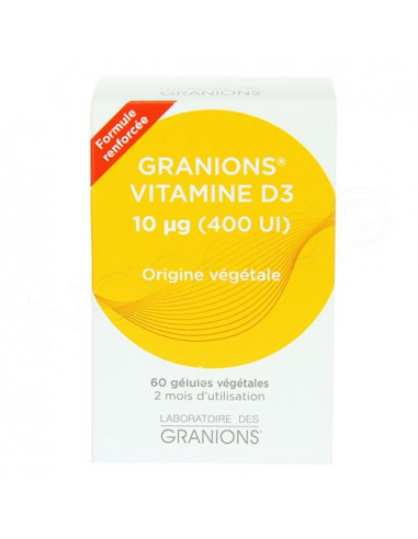 Granions Vitamine D3 Formule Renforcée. 60 gélules végétales