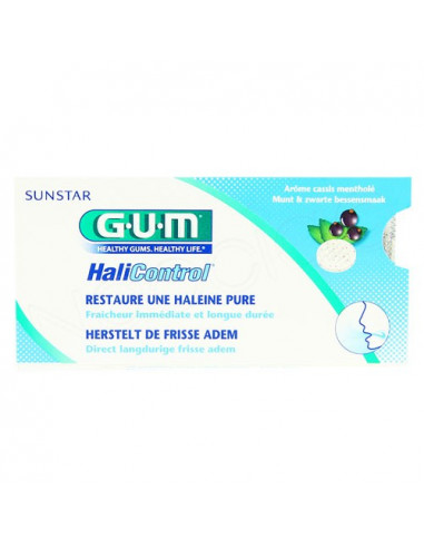Gum halicontrol sans sucre arôme cassis mentholé 10 pastilles