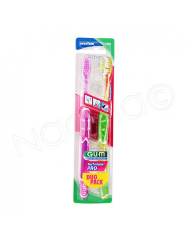 Gum Sunstar Brosse à dents Technique Pro Médium. Lot de 2