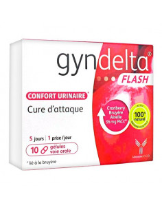 Gyndelta Flash Confort urinaire en 5 jours. 10 gélules - cranberry & proanthocyanidines