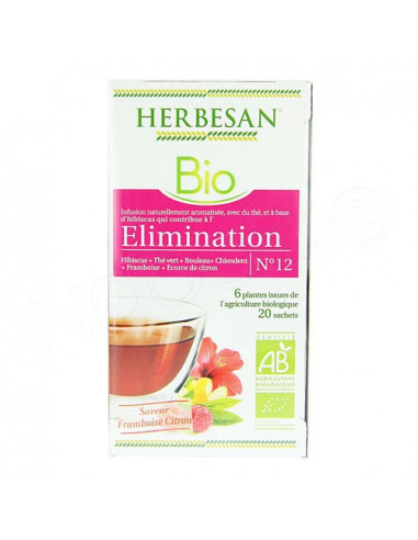 Herbesan Bio élimination N°12 Framboise Citron 20 sachets