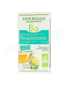 Herbesan Bio Respiratoire N°14 saveur citron. 20 sachets