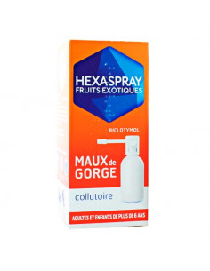 Hexaspray Fruits Exotiques Maux de Gorge Collutoire. 30g - biclotymol antiseptique