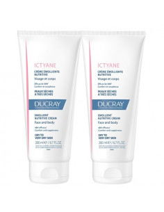 Ducray Ictyane Crème Emolliente Nutritive. Lot 2x200ml