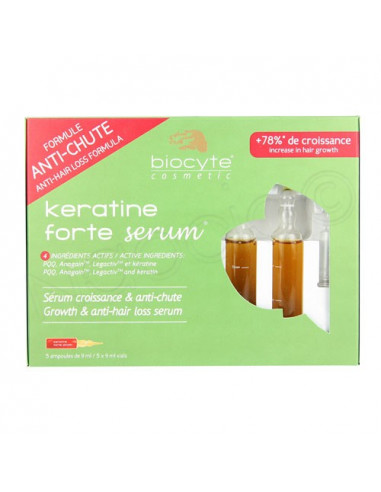 Biocyte Keratine Forte Sérum Croissance & Anti-chute. 5 ampoules de 9ml