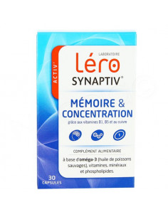 Léro Synaptiv Mémoire & Concentration. 30 capsules