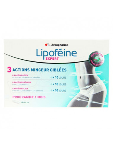 Lipoféine Expert 3 actions minceur ciblées. Programme 1 mois