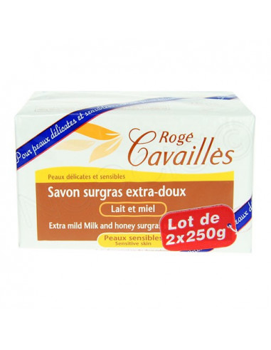 Rogé Cavaillès Savon Surgras Extra-doux Lait et Miel. Lot 2x250g
