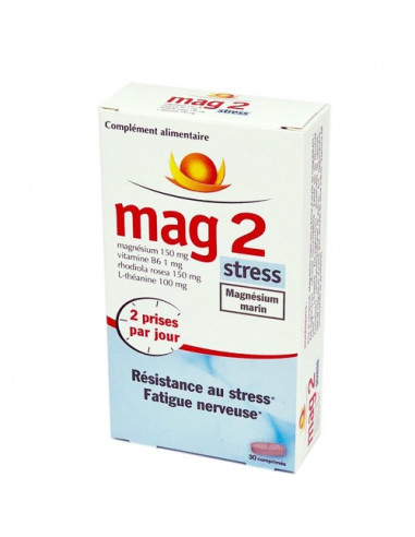 Mag2 Stress Magnésium Marin - Résistance au stress Fatigue nerveuse. 30 comprimés -