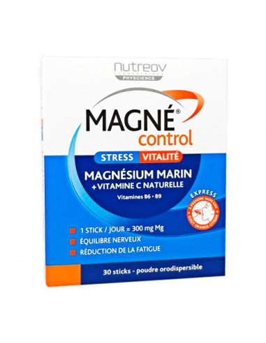Magné Control Stress Vitalité Magnésium Marin + Vitamine C. 30 sticks