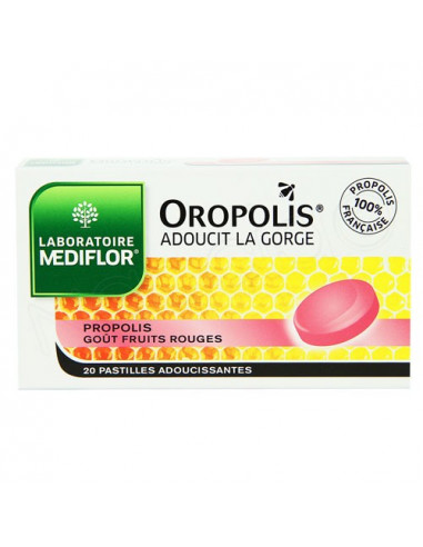 Oropolis Pastilles Adoucissantes Gorge Goût Fruits rouges. Boite 20 pastilles