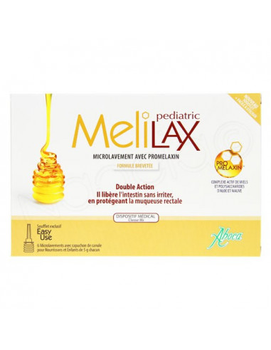 Aboca Melilax Pediatric Microlavement Double Action x6 canules nouveau  soufflet - Archange-pharma